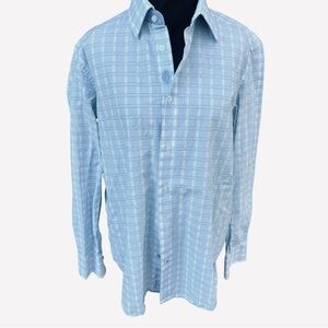 Robert Graham Men’s Blue Plaid Button Down Shirt Clock Cuffs Size M